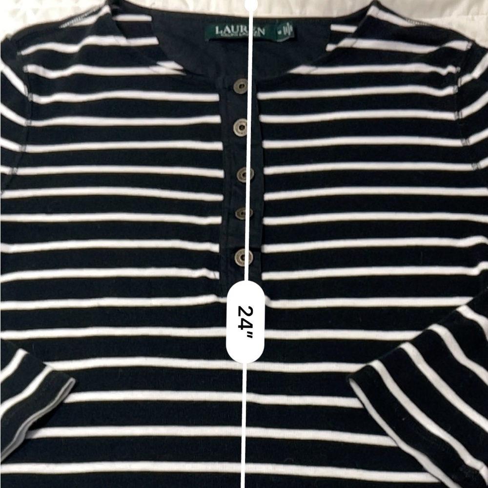 LRL Striped 3/4 Sleeves Top M - Picture 5 of 8